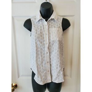 SO Women's White Button Up Tank Top Size 14